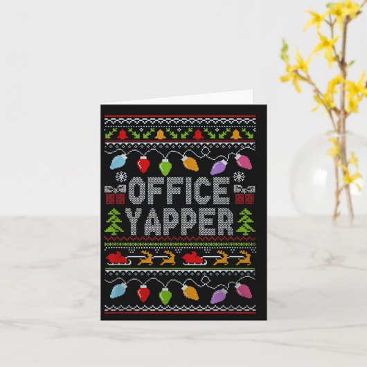 Office Yapper Ugly Sweater Christmas  Kaart (Gele Bloem)