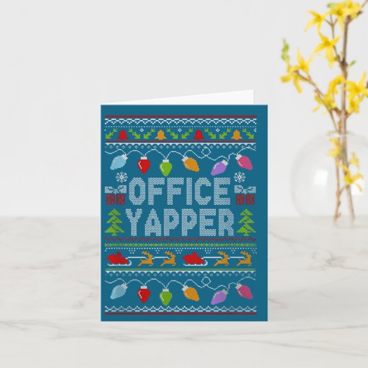 Office Yapper Ugly Sweater Christmas  Kaart (Gele Bloem)