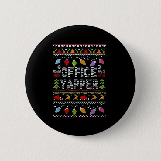 Office Yapper Ugly Sweater Christmas  Ronde Button 5,7 Cm (Voorkant)