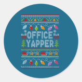 Office Yapper Ugly Sweater Christmas Ronde Sticker (Voorkant)