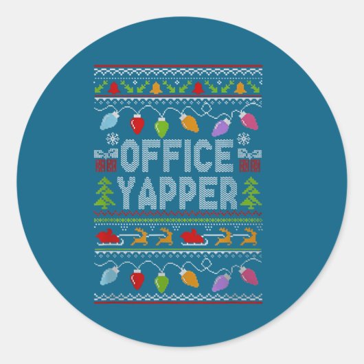 Office Yapper Ugly Sweater Christmas  Ronde Sticker (Voorkant)