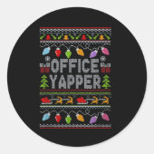 Office Yapper Ugly Sweater Christmas Ronde Sticker (Voorkant)