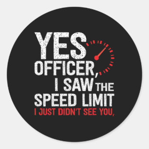 Officer snelheidsovertredingen - voor autoliefhebb ronde sticker