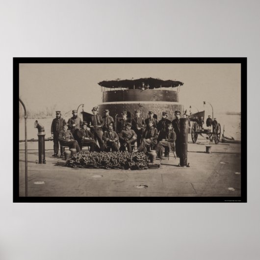 Officers op het dek van de USS-monitor 1861 Poster (Voorkant)