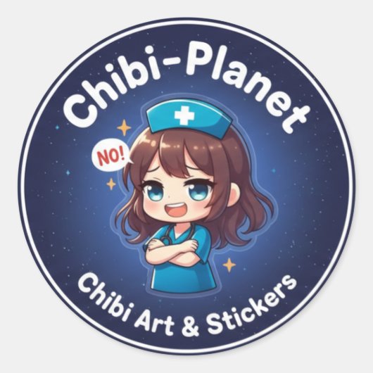 Official Chibi-Planet Logo:  Sassy Nursing Sticker (Voorkant)