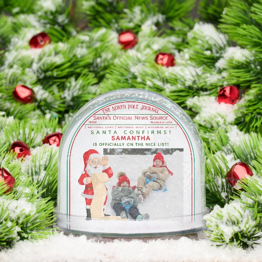 Official Christmas Nice List Certificate Photo Sneeuwbol (Kerstmis)