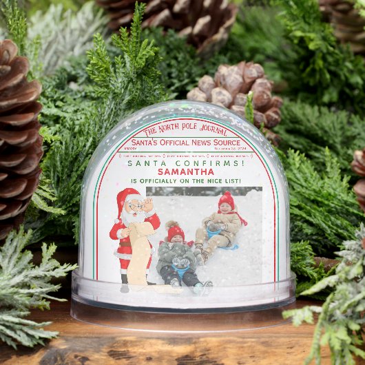 Official Christmas Nice List Certificate Photo Sneeuwbol (Winter)