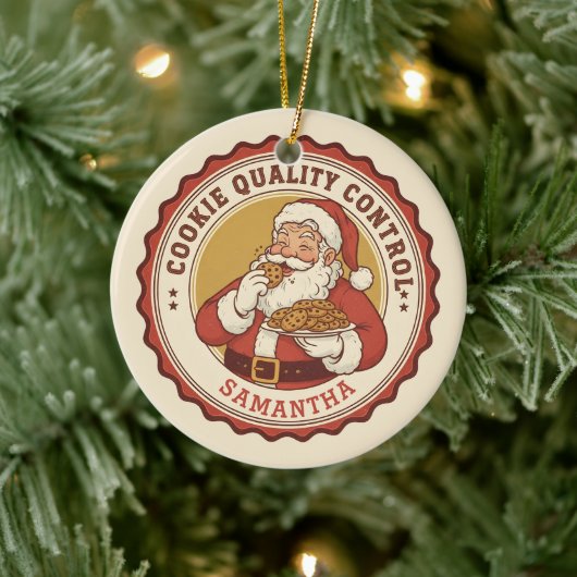 Official Cookie Quality Control Funny Christmas Keramisch Ornament (Boom)
