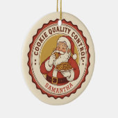 Official Cookie Quality Control Funny Christmas Keramisch Ornament (Rechts)