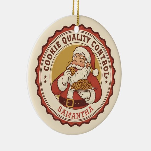 Official Cookie Quality Control Funny Christmas Keramisch Ornament (Rechts)