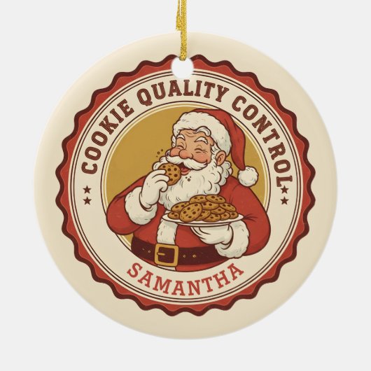 Official Cookie Quality Control Funny Christmas Keramisch Ornament (Achterkant)