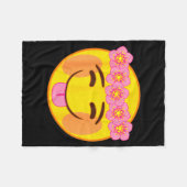 Official Emoji Flower Crown Tongue Yellow Smile Fa Fleece Deken (Voorkant (Horizontaal))
