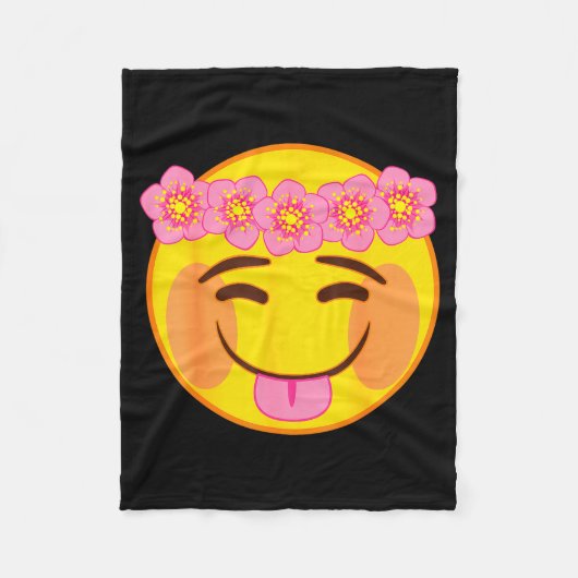 Official Emoji Flower Crown Tongue Yellow Smile Fa Fleece Deken (Voorkant)