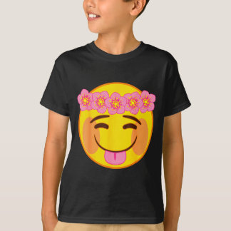 Official Emoji Flower Crown Tongue Yellow Smile Fa T-shirt