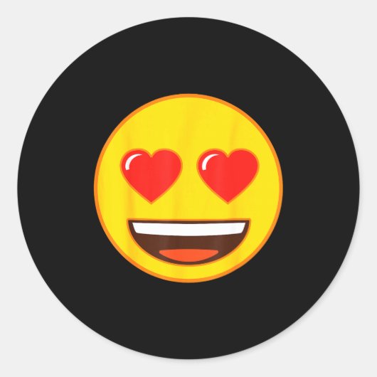 Official Emoji Heart Eyes Yellow Smile Face  Ronde Sticker (Voorkant)