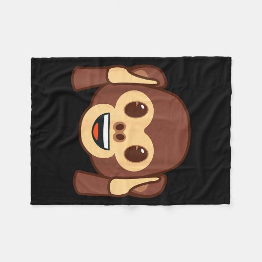 Official Emoji Monkey Holding Ears Yellow Smile Fa Fleece Deken (Voorkant (Horizontaal))
