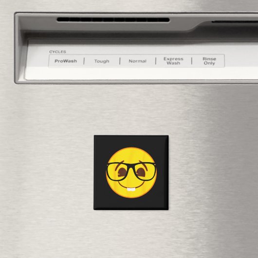Official Emoji Nerd Gles Yellow Smile Face  Magneet (Insitu (Vaatwasser))