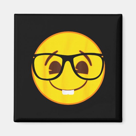 Official Emoji Nerd Gles Yellow Smile Face Magneet (Voorkant)