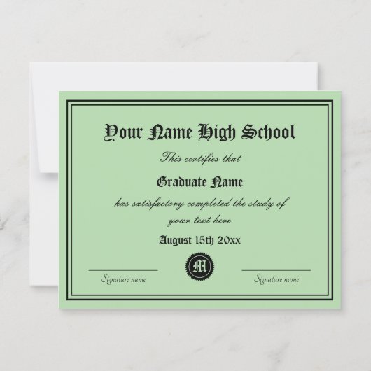 Official High School diploma certificate template Aankondiging (Achterkant)