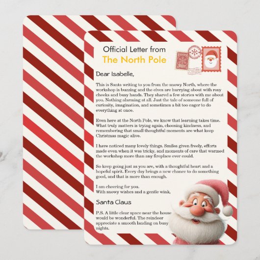 Official Letter from the North Pole for Kids Feestdagenkaart (Voorkant / Achterkant)
