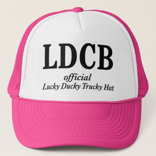 Official Lucky Ducky Trucky Hat: Pink with Initial Trucker Pet (Voorkant)