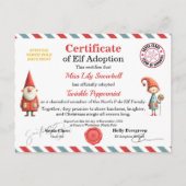 Official North Pole Elf Adoption Certificate Briefkaart (Voorkant)