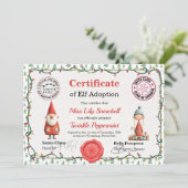 Official North Pole Elf Adoption Certificate  Kaart (Staand voorkant)