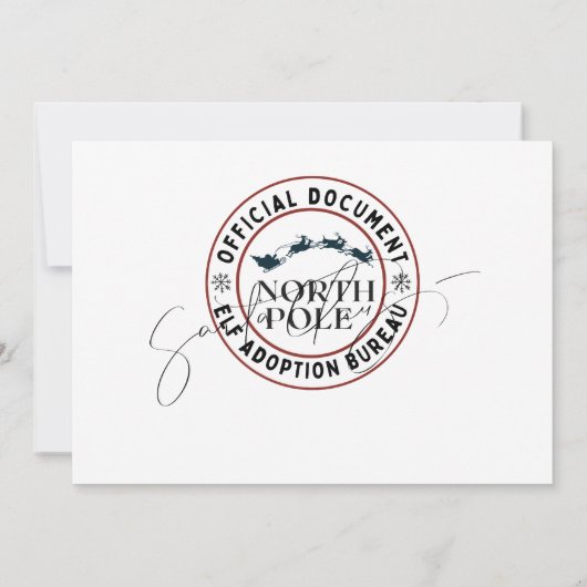Official North Pole Elf Adoption Certificate Kaart (Achterkant)
