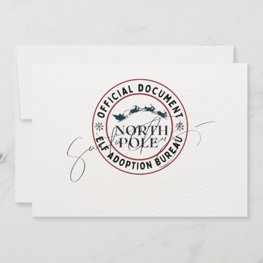 Official North Pole Elf Adoption Certificate Kaart (Achterkant)