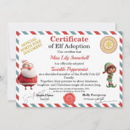 Official North Pole Elf Adoption Certificate Kaart