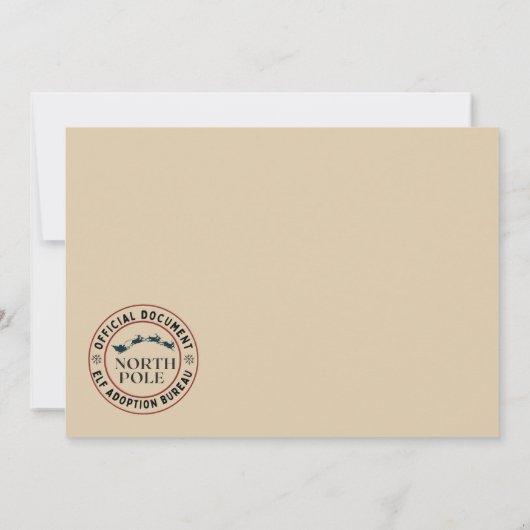 Official North Pole Elf Adoption Certificate Kaart (Achterkant)