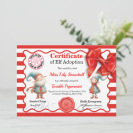 Official North Pole Elf Adoption Certificate  Kaart