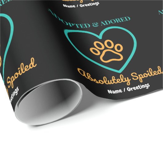 Official Rescue Pet Badge Adopted Adored & Spoiled Cadeaupapier (Rol Hoek)