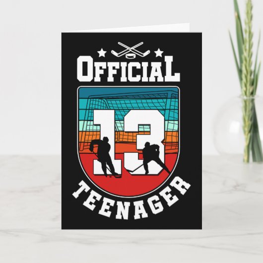 Official Teenager 13th Birthday 13 Year Boy Hockey Kaart (Voorkant)