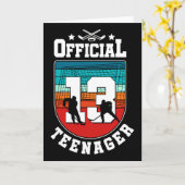 Official Teenager 13th Birthday 13 Year Boy Hockey Kaart (Gele Bloem)