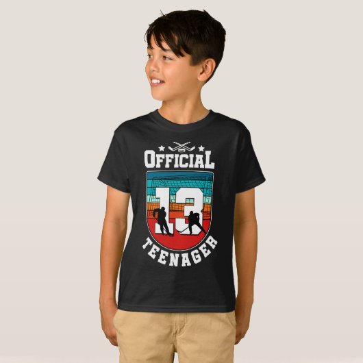 Official Teenager 13th Birthday 13 Year Boy Hockey T-shirt (Voorkant volledig)