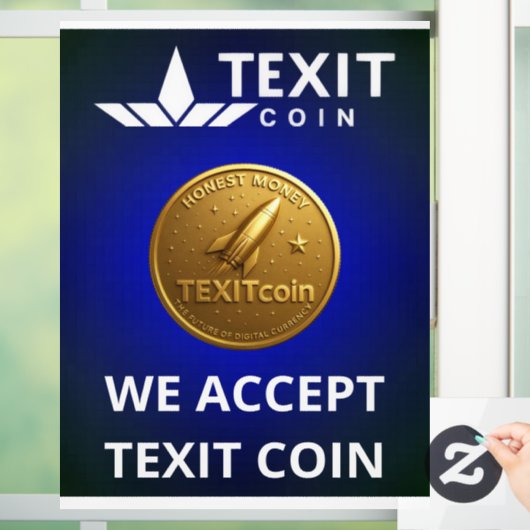 Official Texit Coin Logo We Accept Texit Coin Raamsticker (Huis)