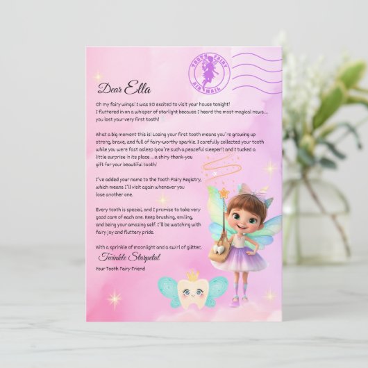 Official Tooth Fairy Magical Letter Printable  Kaart (Staand voorkant)