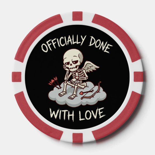 Officially Done With Love Skeleton Cupid Design Poker Chips (Voorkant)