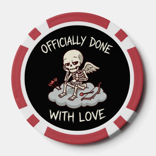 Officially Done With Love Skeleton Cupid Design Poker Chips (Achterkant)
