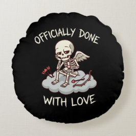 Officially Done With Love Skeleton Cupid Design Rond Kussen