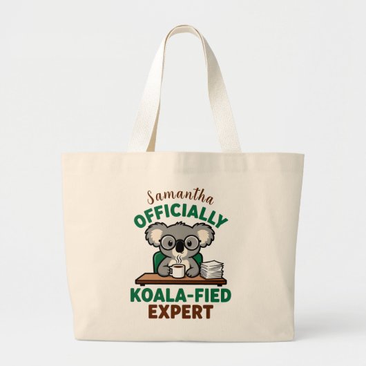Officially Koala-fied Expert Funny Coffee Pun Grote Tote Bag (Voorkant)