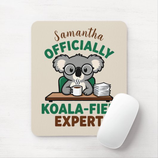 Officially Koala-fied Expert Funny Coffee Pun Muismat (Met muis)