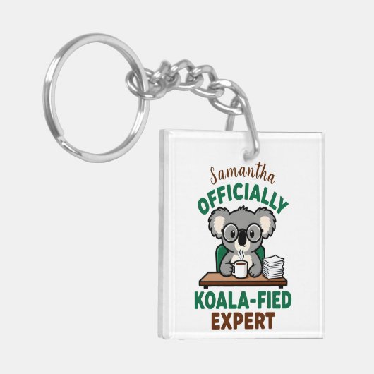 Officially Koala-fied Expert Funny Coffee Pun Sleutelhanger (Voorkant Links)
