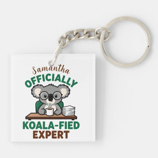 Officially Koala-fied Expert Funny Coffee Pun Sleutelhanger (Achterkant)