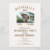 “Officially Off the Clock” Foto Afscheidsfeest Kaart (Voorkant)