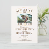 “Officially Off the Clock” Foto Afscheidsfeest Kaart (Staand voorkant)