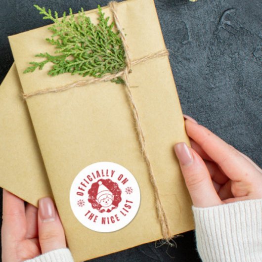 Officially on the Nice List elf Christmas gift Ronde Sticker