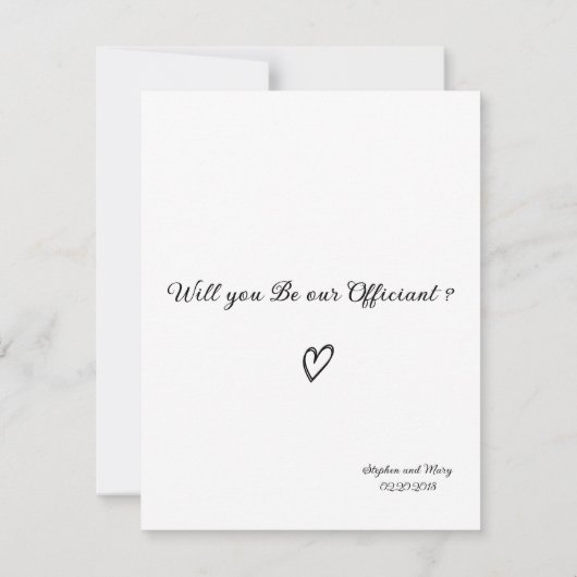 Officiant Proposal.Will u met ons trouwen Kaart (Achterkant)