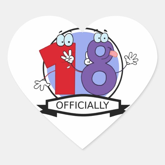 Officieel 18 Verjaardag Logo Hart Sticker (Voorkant)